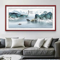 Hyena Baichuan State painting landscape painting Living room Office decoration hanging painting leaning on mountain map Feng Shui Character Painting For A Long Time