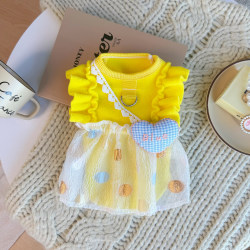 Autumn and Winter Thickened Heart-Shaped Bubble Skirt Pet Clothing for Cats and Dogs, Warm and Windproof Clothing for Bichon Frise and Small Dogs