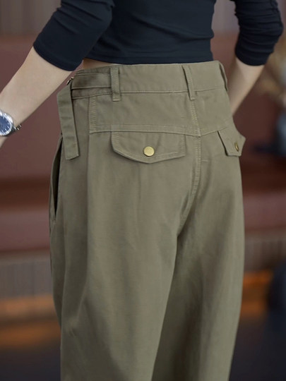 Casual Cargo Pants for Women 2025 Spring and Autumn New High-Waisted Slimming Casual Pants Loose Fashion Age-Reducing Straight-Leg Trousers