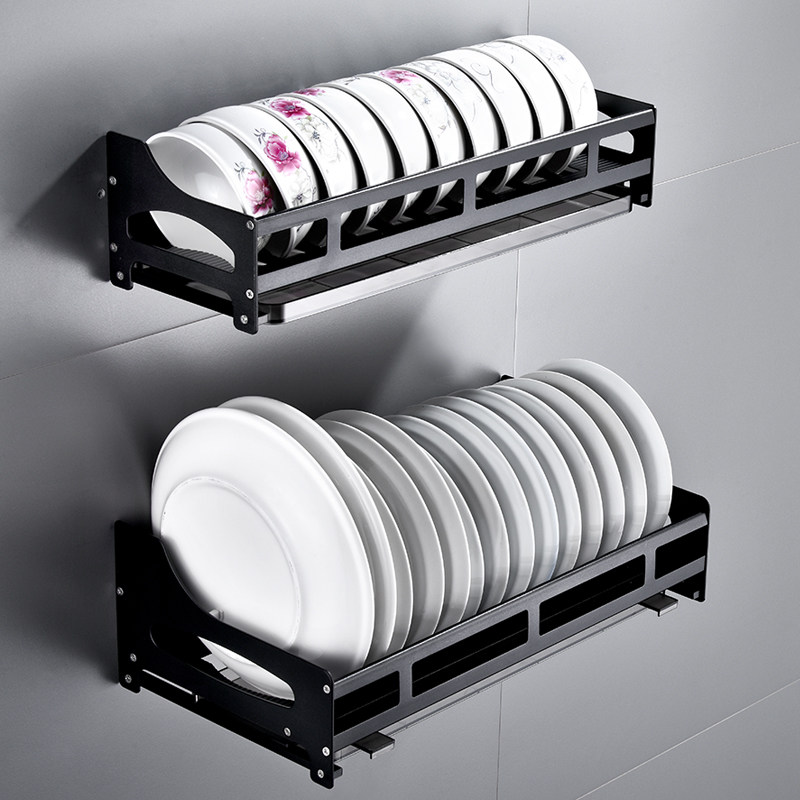 Kitchen shelves no-hole drainage rackscrew racks wall-mounted bowl racks Home plate storage rack Kitchen bathroom hangers