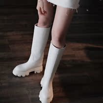 However Kneecap Boots Woman 2021 Autumn Winter New Korean version Round Head Coarse heel Long cylinder boots Thin Thick Bottom High Cylinder Rider Boots