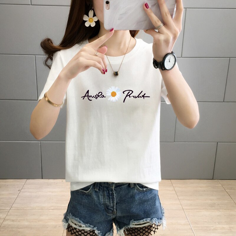 White T-shirt women's Korean summer top short-sleeved loose half-sleeve pure cotton wild 2021 new base shirt