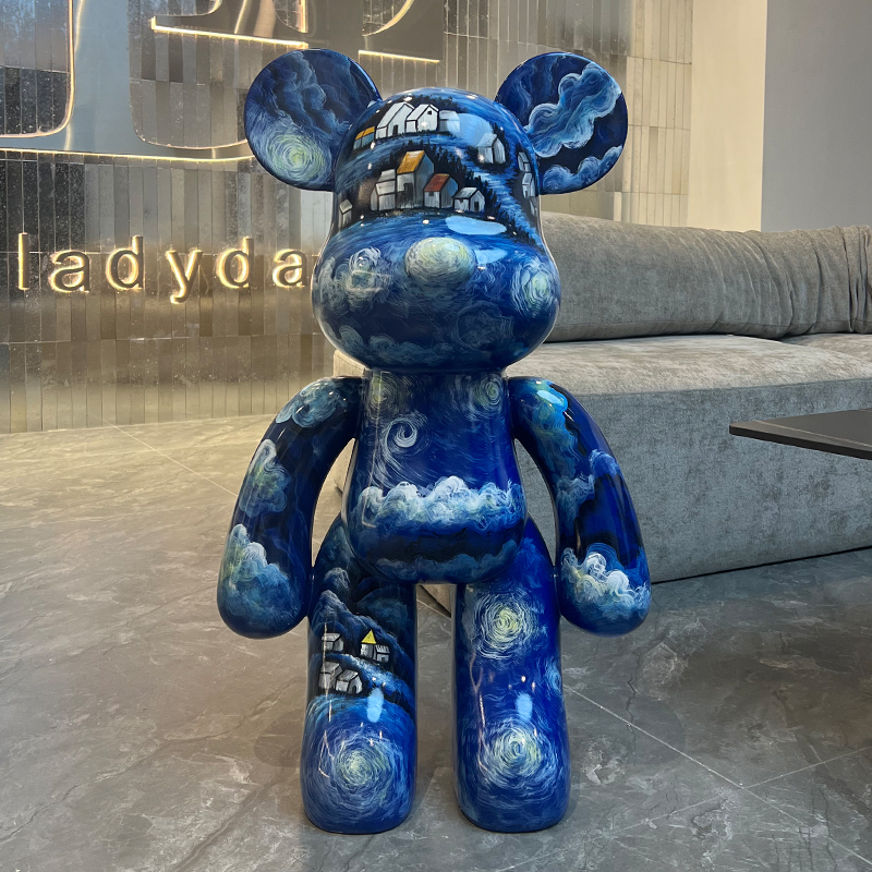 Hand-Painted Starry Sky Fluid Bear Large Floor-Standing Ornament Living Room Tv Cabinet Decoration Store Opening Gift