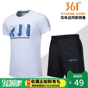 361 độ của nam giới chạy bộ 2018 mùa hè đặt 361 thể thao vòng cổ ngắn t- áo sơ mi quần short nam thường ngắn tay áo