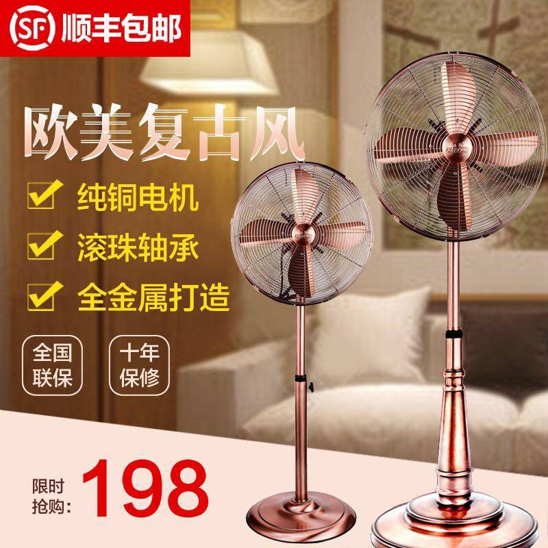 Ruisian Europe and the United States Luxury high-end floor-to-ceiling electric fan Household living room fan Big wind retro metal fan