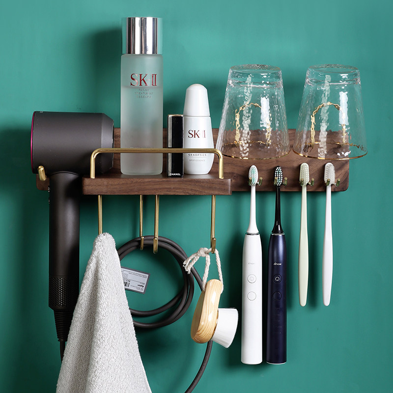 Black Walnut Makeup Room Hairdryer Placement Frame Handbrush Frame Handbrush Frame Handle Without Punching