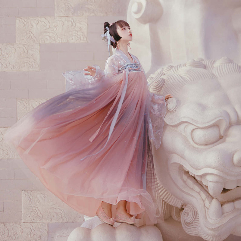 Hanfu Chinese style fairy air student elegant style Women super fairy chest waist waist skirt dress costume female autumn small man