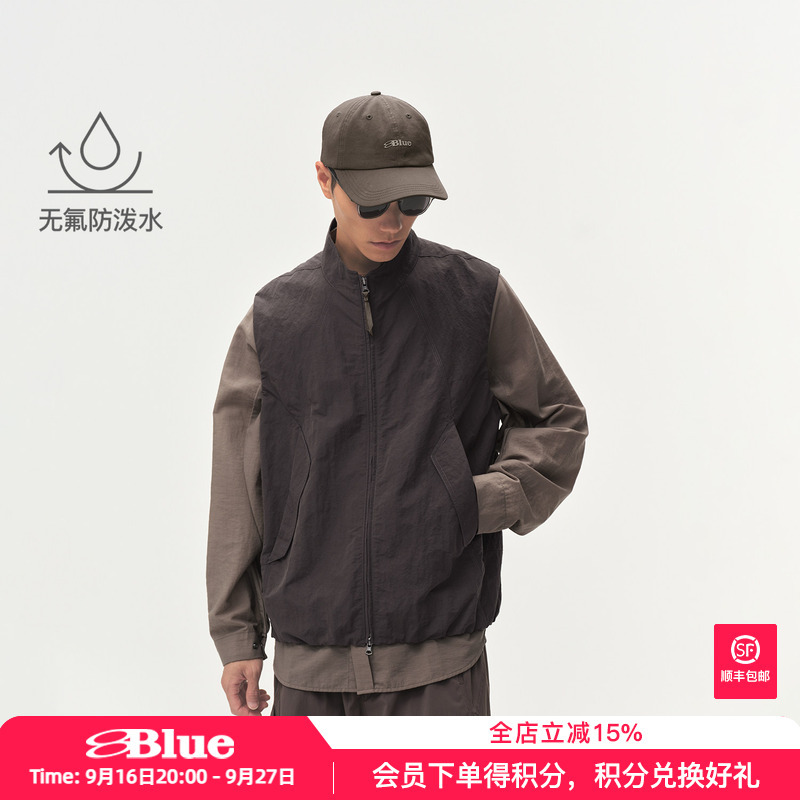 Lanqi Single and Double Pressed Line Structure Stand-Up Collar Work Vest Outdoor Fluorine-Free Water-Repellent Sports Loose Casual Vest for Men Lanqi Single and Double Pressed Line Structure Stand-Up Collar Work Vest Outdoor Fluorine-Free Water-Repellent Sports Loose Casual Vest for Men