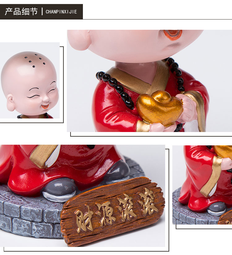 Dễ thương nhà sư nhỏ trang trí xe phụ kiện xe hơi di chuyển đầu xe trang trí an ninh xe trang trí xe đệm ghế xe ô tô