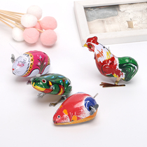 Clockwork frog Iron Rooster mouse little rabbit jumping frog childrens bouncing toy after 80 classic nostalgic gift