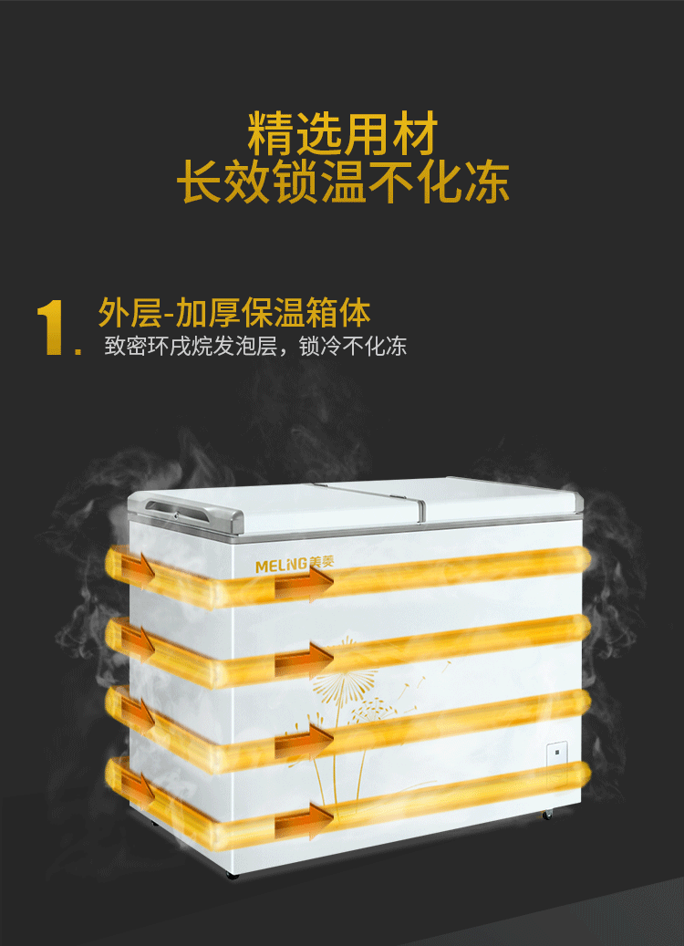 Meiling 220 lít cửa đôi nhiệt độ tủ đông thương mại hộ gia đình tủ lạnh chuyển đổi tủ lạnh BCD-220AT - Tủ đông tủ đựng kem