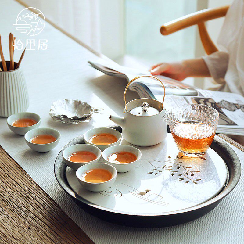 ten Rigu Kiln Kutian Kutian Tea Cup Ceramic Dry Tea Tea Tray Suit Group Day Style Brief Office Small Tea Table