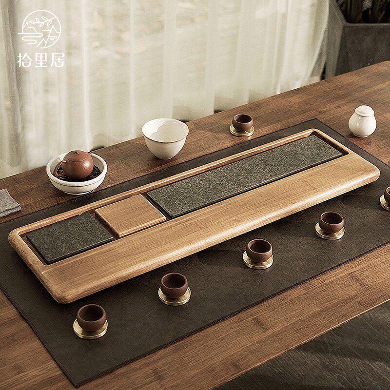 ten livable solid wood tea tray Home Ujinshi Japanese style whole tea Haikorn tea with simple and large number of drainage tea table