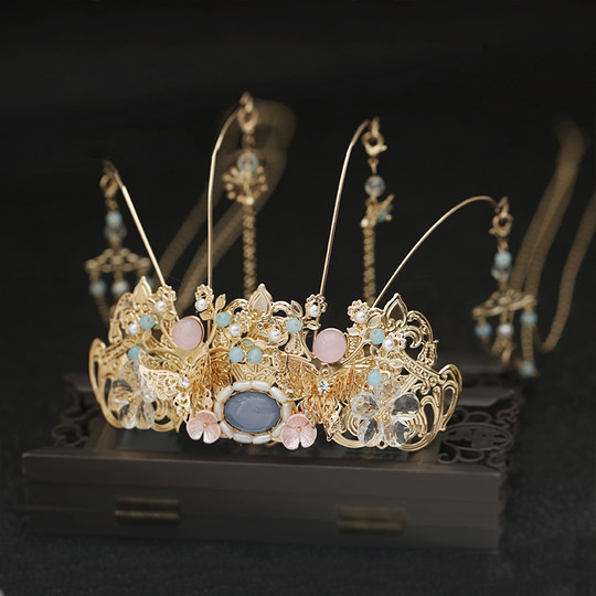 Cheveux Hanfu de style ancien pour enfants, couronne de cheveux de costume ancien, coiffure féminine Xiuhe, couronne de phénix à pompon, accessoires de couronne de super fée à bascule