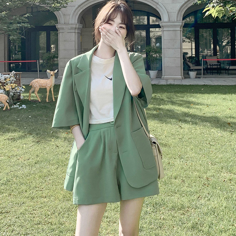 Short-Sleeve Blazer Women's Suit 2026 Summer New Trendy Street Style Thin Casual Blazer Shorts Two-Piece Set Short-Sleeve Blazer Women's Suit 2026 Summer New Trendy Street Style Thin Casual Blazer Shorts Two-Piece Set