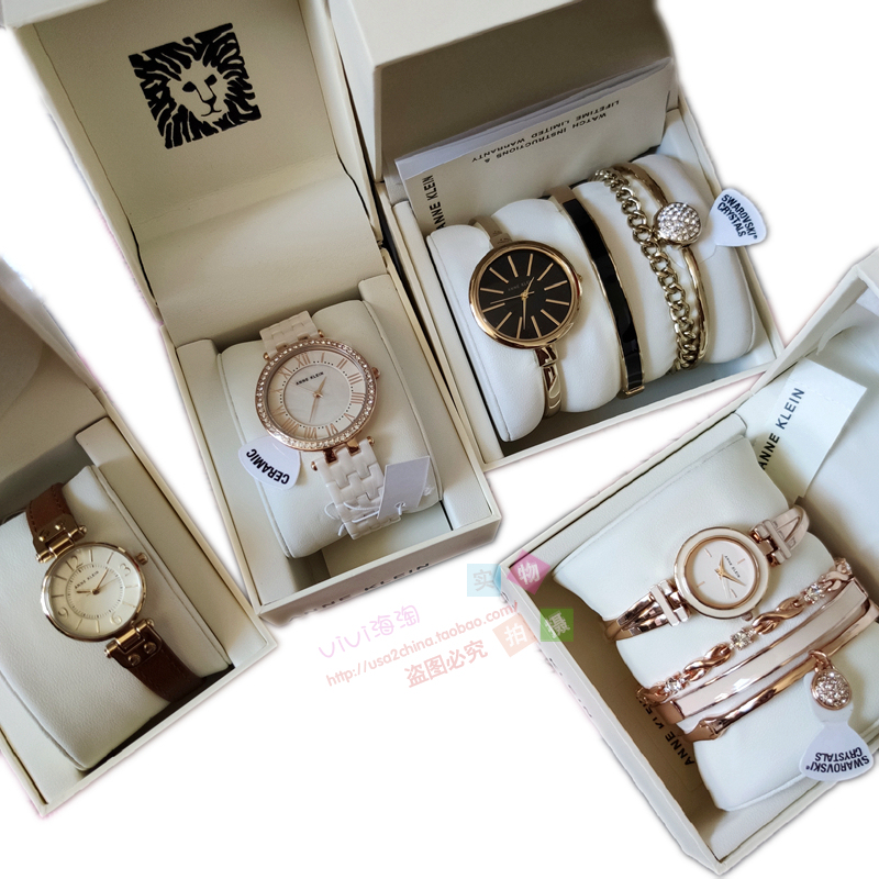 American Ak Anne Klein Women's Watch Quartz Ceramic Leather Bracelet Set Small Brown Watch