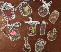 Leaf specimen to make plastic packaging dry flower bookmarking film to put the spring into the bottle with the hand work transparent in the spring