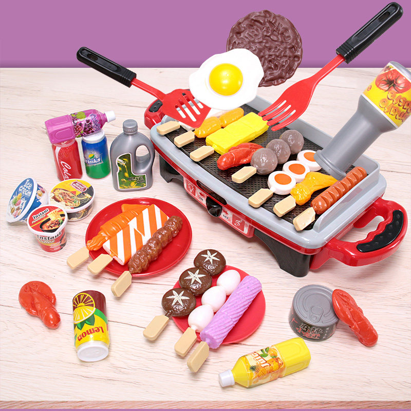 Children's barbecue stove toy simulation set Simulation skewer rack Kitchen barbecue house wine cola BBQ oven