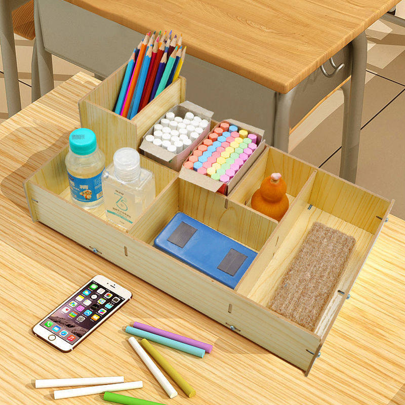 Box Multifunction Office Chalk Case Containing Box Lectern Whiteboard School Training School Badge Classroom Surface Finishing Box Wood Release