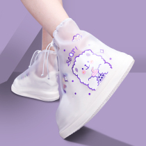 Rain shoe cover female summer waterproof non-slip thick wear-resistant rain non-wet shoes adult students cute wearing rain shoes foot cover