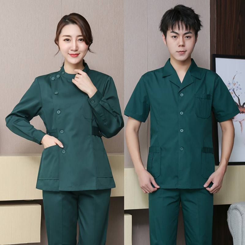 Ink Green Nurse Conserved Two-piece Style Suit Winter Dress Long Sleeve Male And Female Oral Doctor Workwear Short Sleeve Summer Dress
