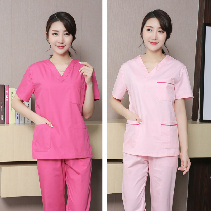 Jane Fie Love Dentistry Oral Beauty Salon Doctor Nurse Woman Hand-washing Clothes Short Sleeve Brushed Handcoat Pet Hospital Work Clothes