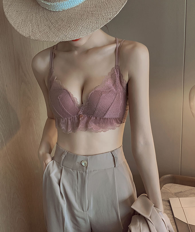 Beautiful back sexy lingerie women's small chest gathered no steel ring multi-wear adjustment type comfortable breathable lace cute suit