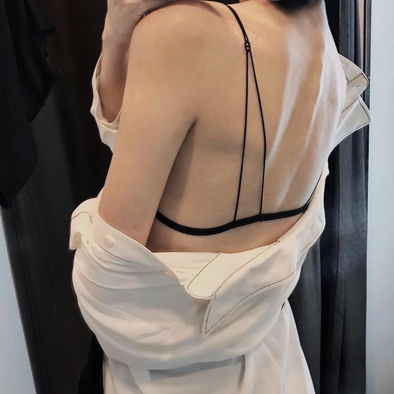 Underwear women's no steel ring front buckle sexy summer thin triangle cup gathered on the back of the beauty back thin shoulder strap small chest bra