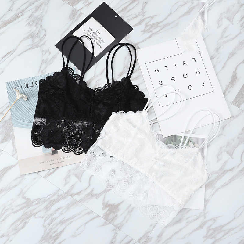 Tube top bra thin section lace beautiful back summer bottoming anti-light suspenders wrapped chest strap chest pad no steel ring underwear women