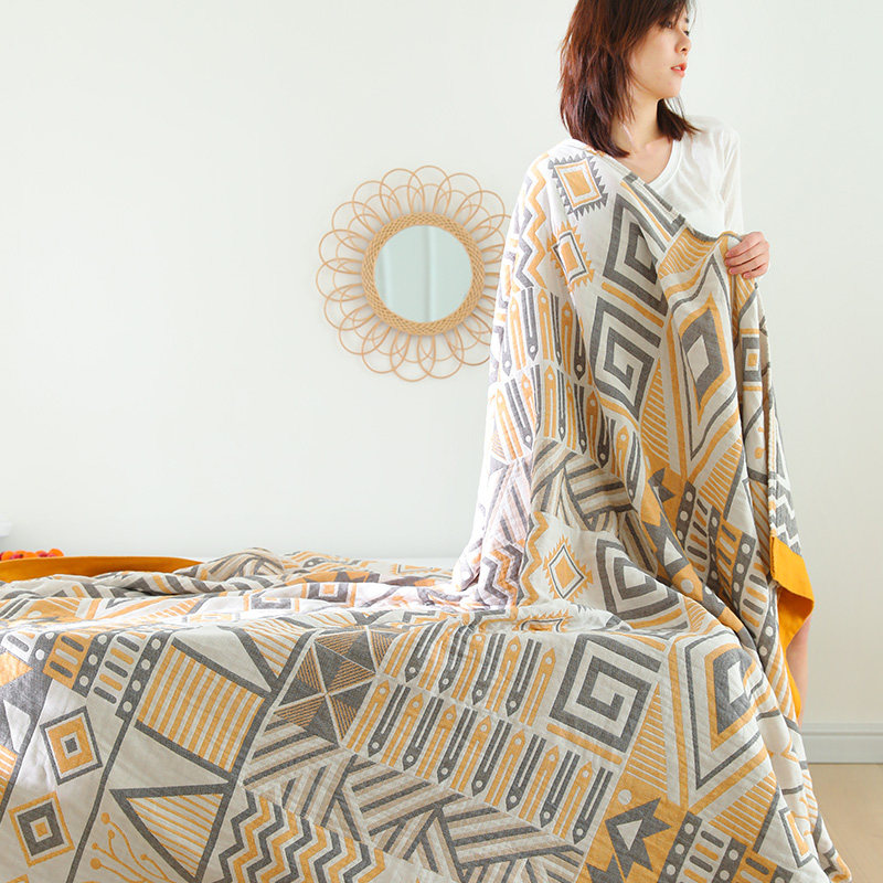 Cotton five-layer gauze towel quilt Cotton cold quilt double leisure cotton yarn blanket Office lunch break blanket