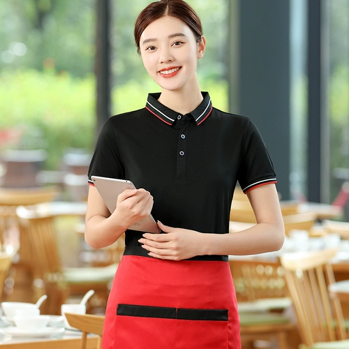 Служба работы питания T -Fish Men and Women Office Short -Sleeed Barbecue Restaurant Restaurant Cafeteria Hot Pot Restauranc