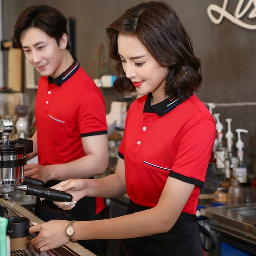 Летняя футболка с коротким рукавом для работы, чай с молоком, униформа, делается под заказ