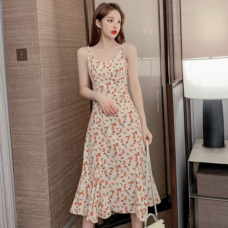 Snow Spinner Flower Hanging Woman Summer 2022 new small tea break French first love with fish tail long dress