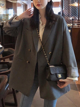 chic small suit jacket womens autumn and winter wild 2020 new design sense small casual black suit top