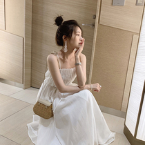White french suspender dress female summer 2021 new fairy super fairy sen temperament high-end first love long skirt