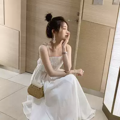 White French sling dress Women summer 2021 new fairy Super fairy temperament senior sense first love dress