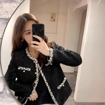Black small fragrant wind jacket female autumn winter 2021 new small sub-temperament French style name Yuanyuan High Sensation Fried Street short