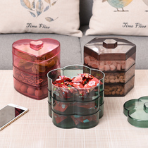 Chinese New Year candy box transparent multilayer nut dry fruit tray with cover living room snack containing empty box home wedding Christmas