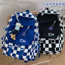 Klein Blue School Bags Ins Small Crowd Design Sense Double Shoulder Bag Female Chessboard Grid Students Backpack Large Capacity High School