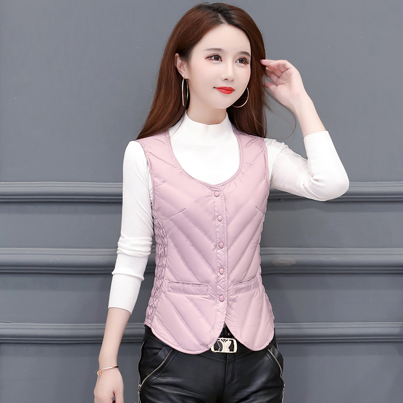 Down waistcoat woman 2023 new light slim fit inside wearing warm vest waistcoat waistcoat close-fitting liner autumn winter-Taobao