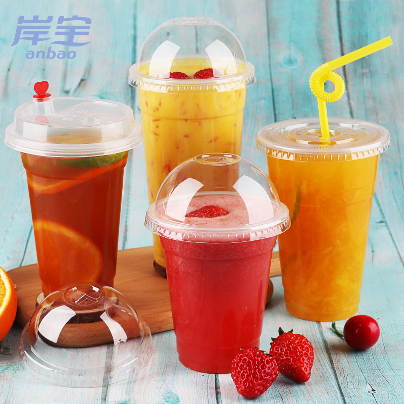 Shore Treasure Drink Juice PP Plastic Cup Disposable Milk Tea Cup Plastic Cup Juice Drink Cup 100 Only with lid
