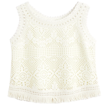 IEF Aiyifu 2024 new summer (childrens clothing) simple hollow raw edge design versatile vest top
