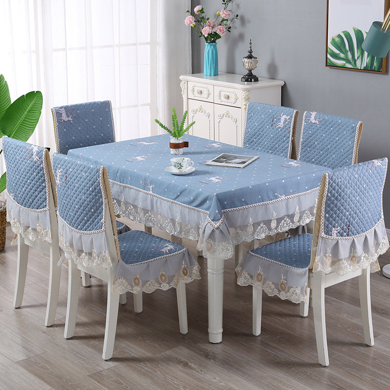 Table cloth fabric dining table chair cover stool rectangular dining table cloth chair cover chair cushion set modern simple home