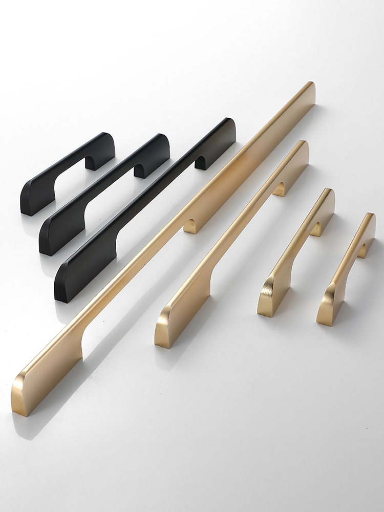 Youpei modern simple cabinet door handle Light luxury high-grade extended wardrobe overall cabinet drawer Copper black ultra-long handle