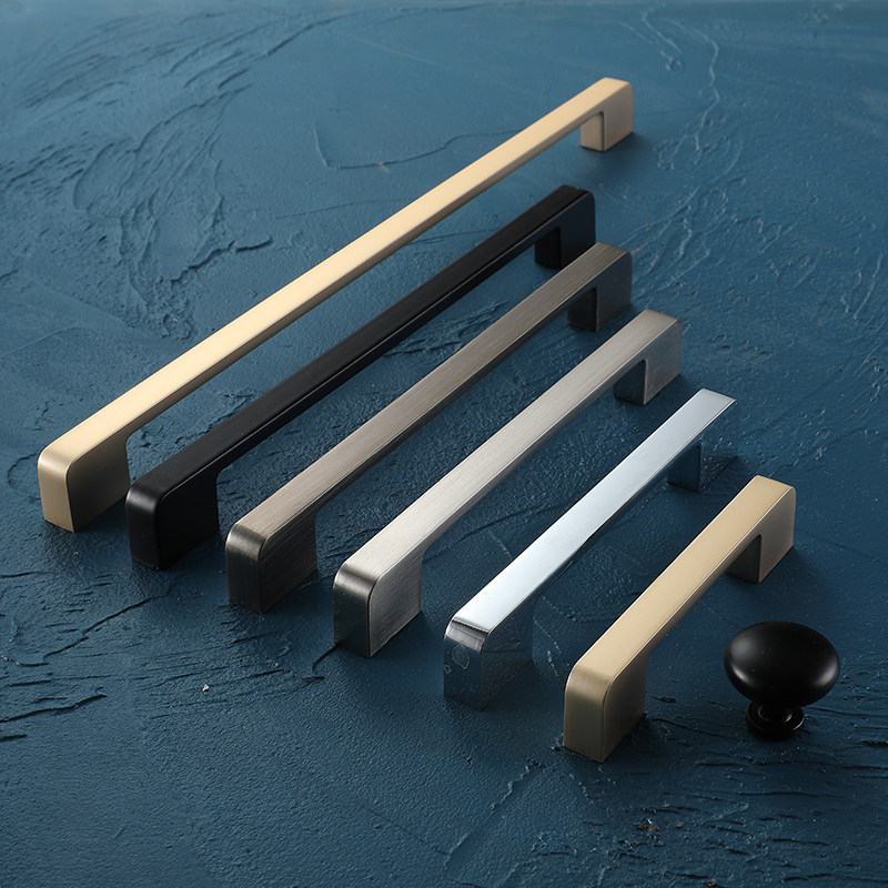 Youpei Hardware Modern simple Nordic cabinet door handle American overall cabinet wardrobe Shoe cabinet Black gold drawer handle