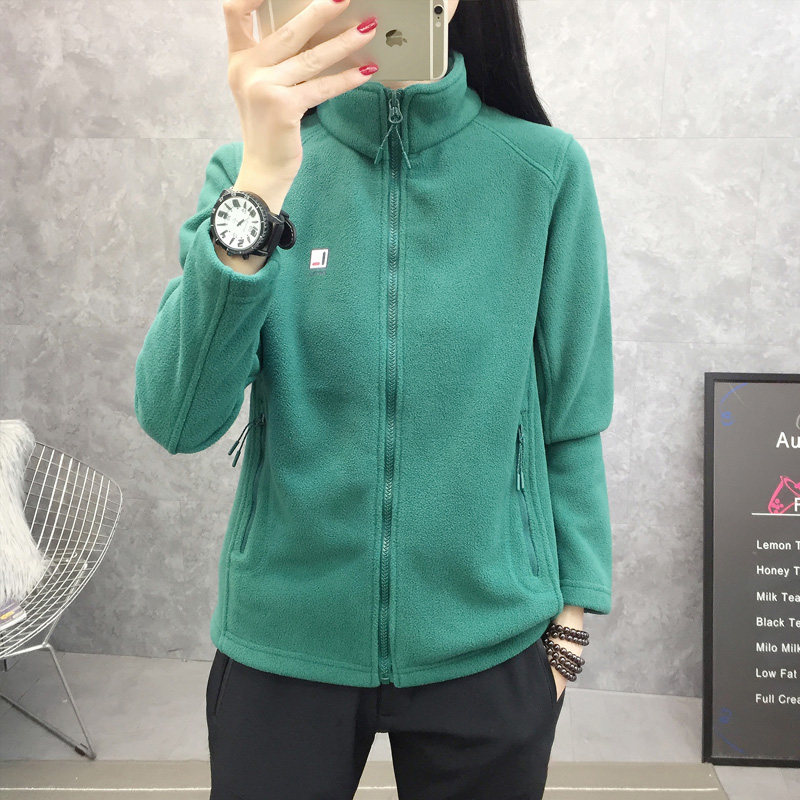 Fleece jacket women's fleece double sided velvet coral fleece thick autumn and winter fleece cardigan storm jacket liner