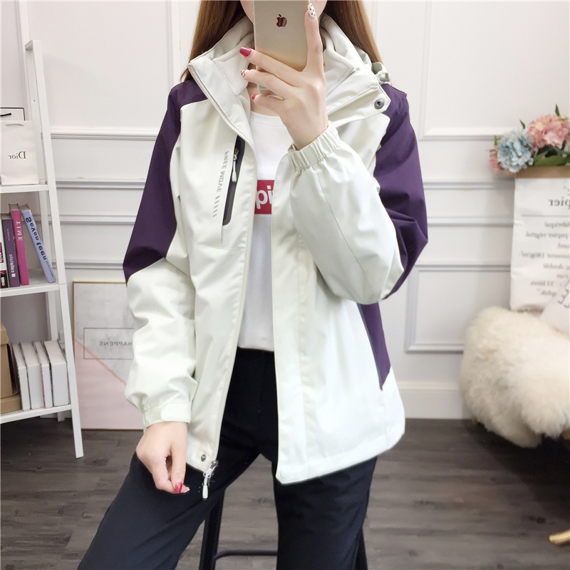 Jacket jacket women's winter removable three-in-one windproof waterproof thickening plus velvet custom printed logo mountaineering suit men
