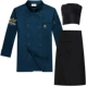 Long -sleeved [озеро синий]+черный фартук+шляпа черного шеф -повара