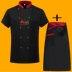 Nhà bếp trung quốc màu đen quần áo đầu bếp nam ngắn tay dụng cụ nữ đầu bếp áo liền quần dài tay ăn căng tin khách sạn quần áo áo nhà bếp ao bep 