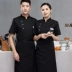 Polyester-Cotton cao cấp lưới thoáng khí áo liền quần đầu bếp ngắn tay nam mùa hè nhà hàng khách sạn nhà bếp phục vụ quần áo đầu bếp màu trắng tinh khiết đồng phục nấu ăn áo bếp nữ 